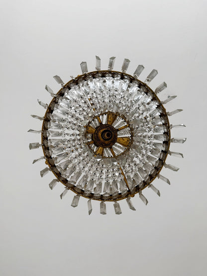 Lampadario vintage in cristallo e ottone - Stile Impero