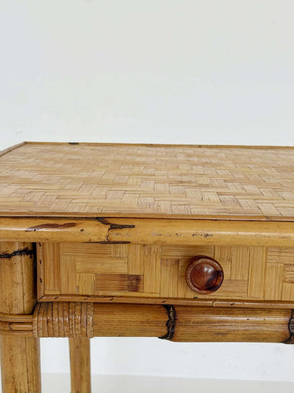 1970s Bamboo and Cane-Weave Desk