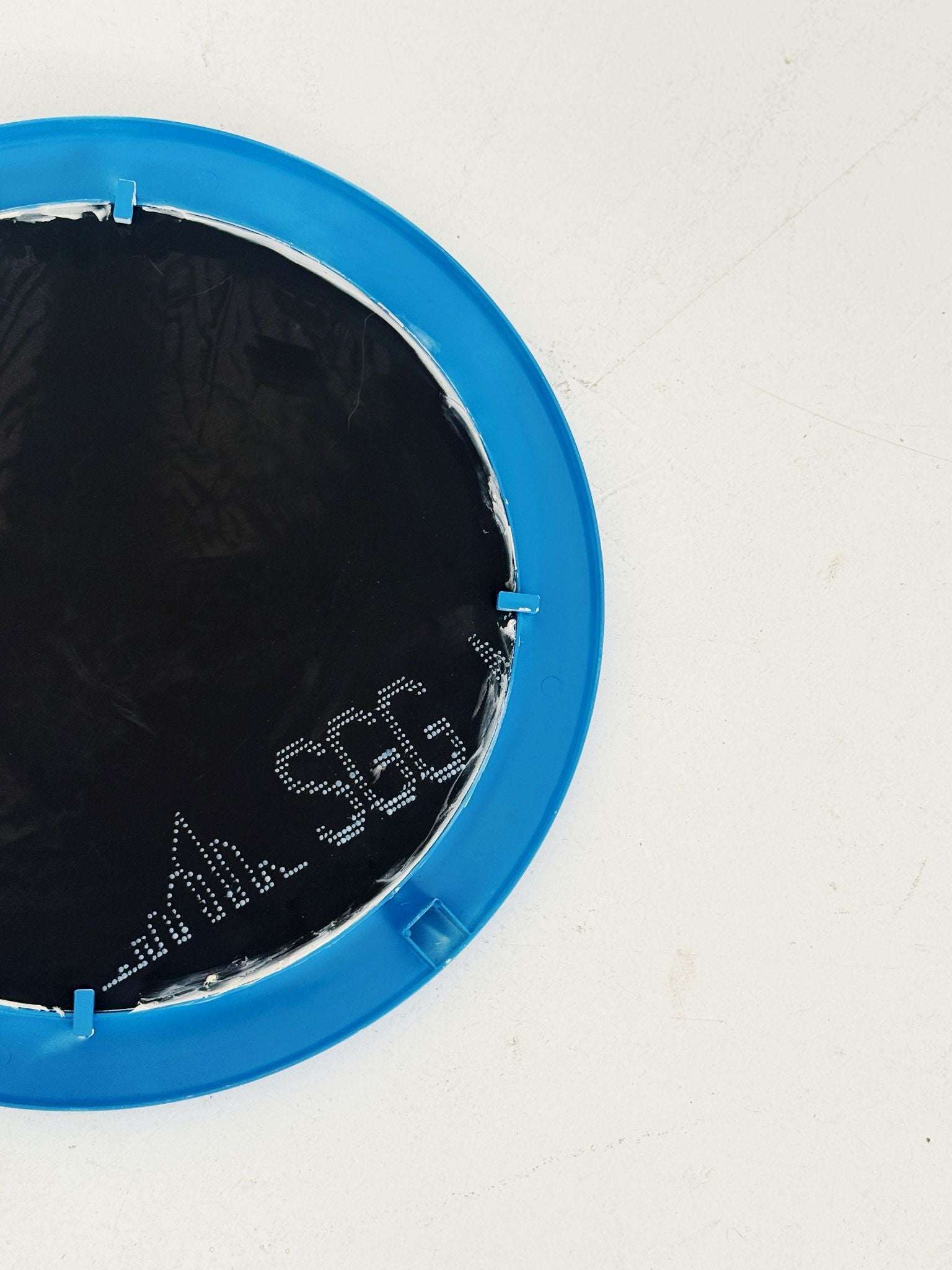 Pair of Round Mirrors with Blue Plastic Frames – 1970s