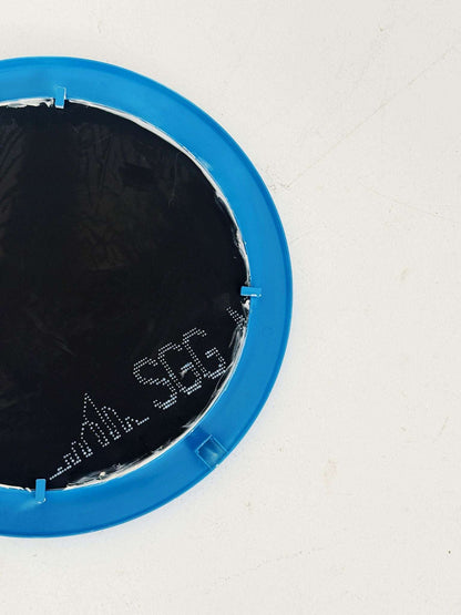 Pair of Round Mirrors with Blue Plastic Frames – 1970s