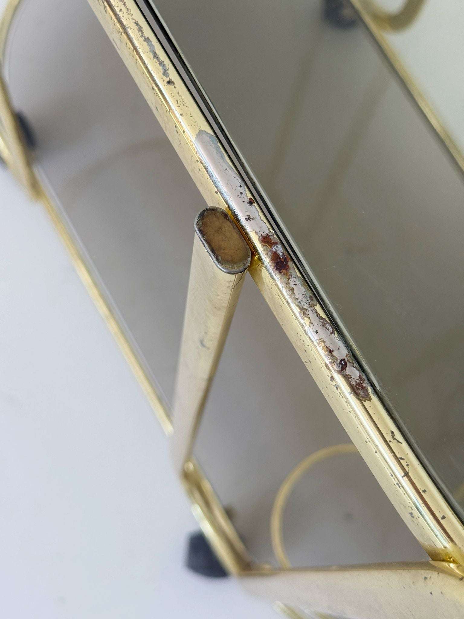 Italian Brass-Plated Metal and Smoked Glass Serving Cart, 1970s