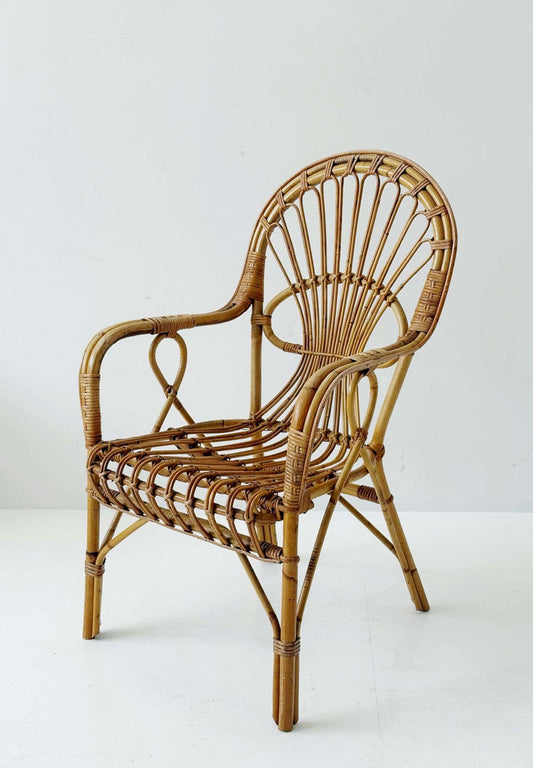 Bamboo and woven rattan armchair, 1960s–1970s