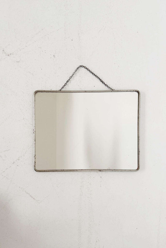 Rectangular mirror with metal frame