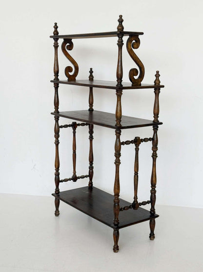Solid wood English Victorian étagère, late 19th century