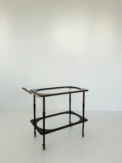 Carrello portavivande in vetro e legno