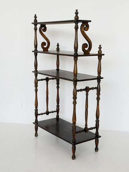 Solid wood English Victorian étagère, late 19th century