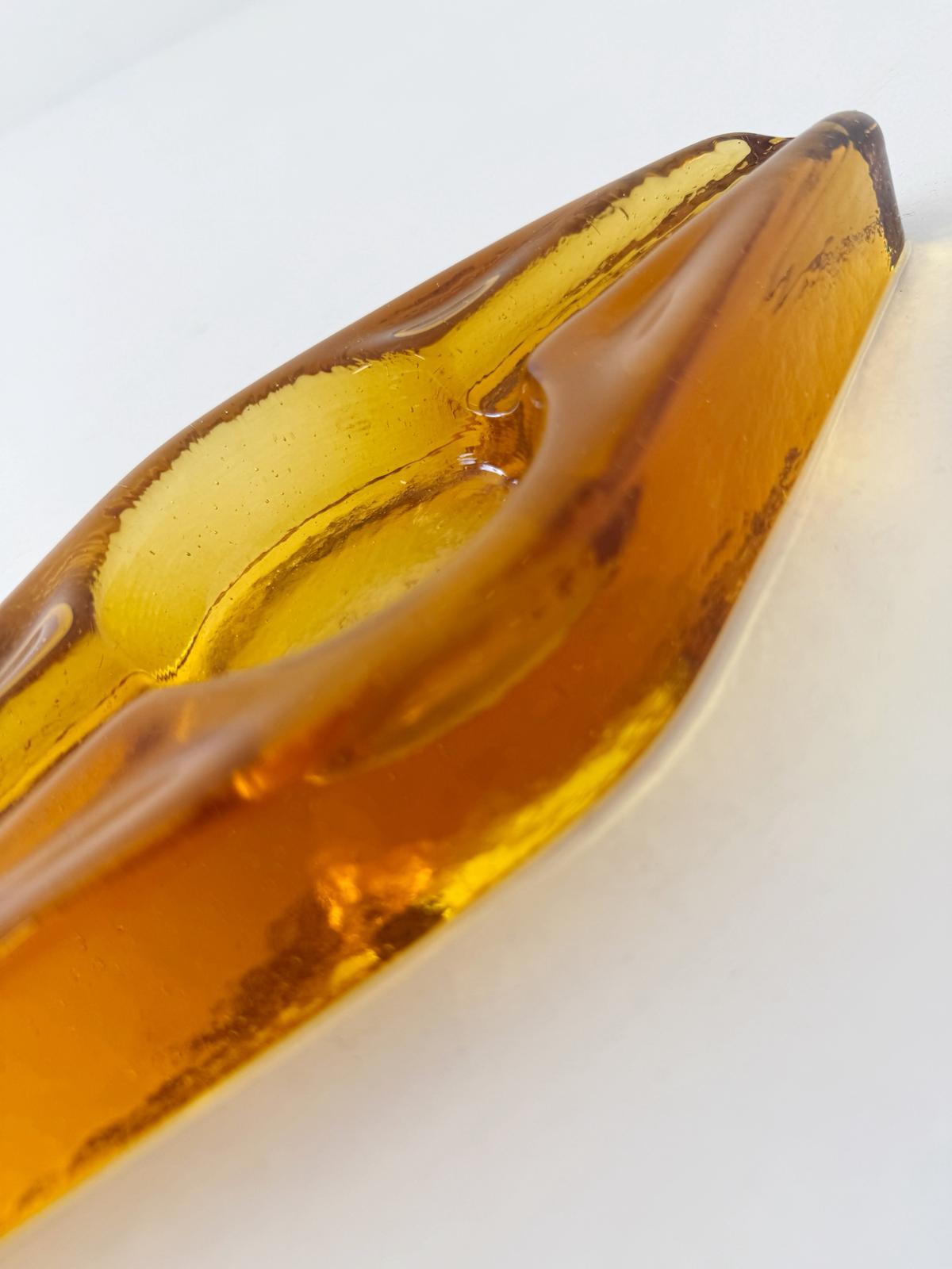 Vintage amber glass ashtray – 1960s/1970s design