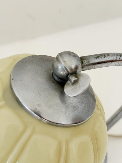 Pair of Space Age lampshades in chromed metal and yellow glass, 1960s