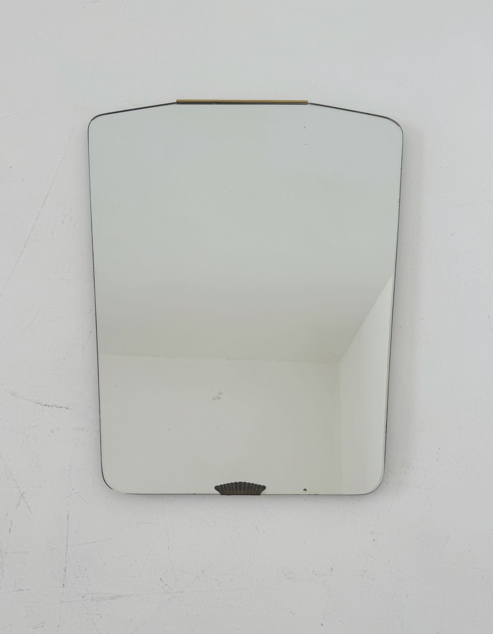 Modernist wall mirror with brass details – Italy, 1950s/60s