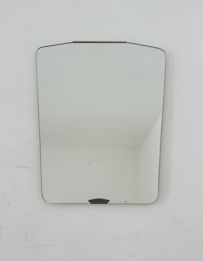 Modernist wall mirror with brass details – Italy, 1950s/60s