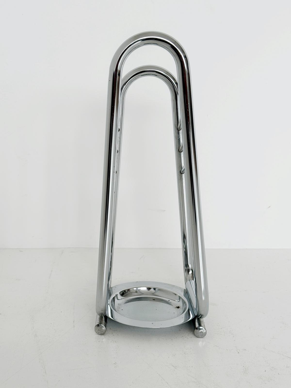 Portaombrelli in metallo cromato – design anni ’70