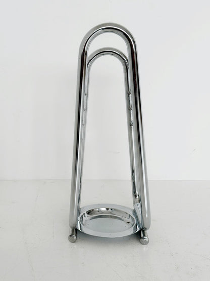 Portaombrelli in metallo cromato – design anni ’70