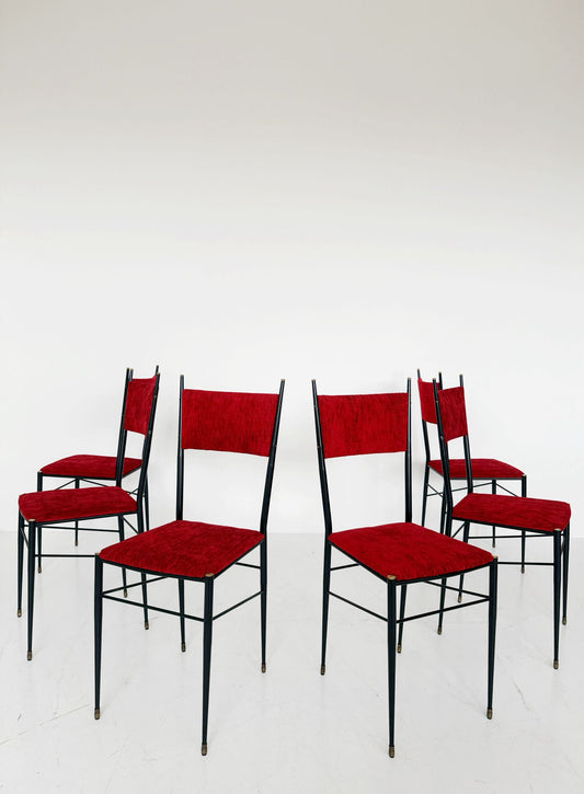 Set of Six Italian Chairs, 1950s–1960s
