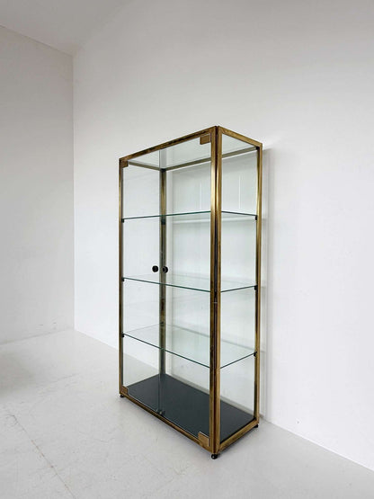 Vintage brass and glass display cabinet, 1970s