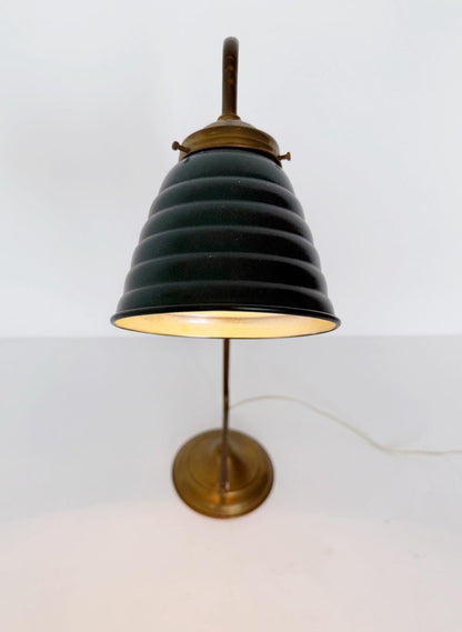 Green and brass table lamp