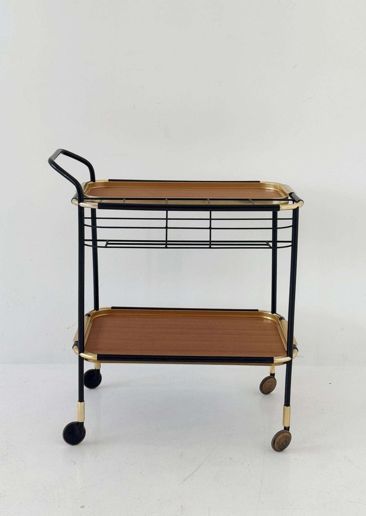 Gold-plated metal and Formica serving trolley, 1950s/1960s
