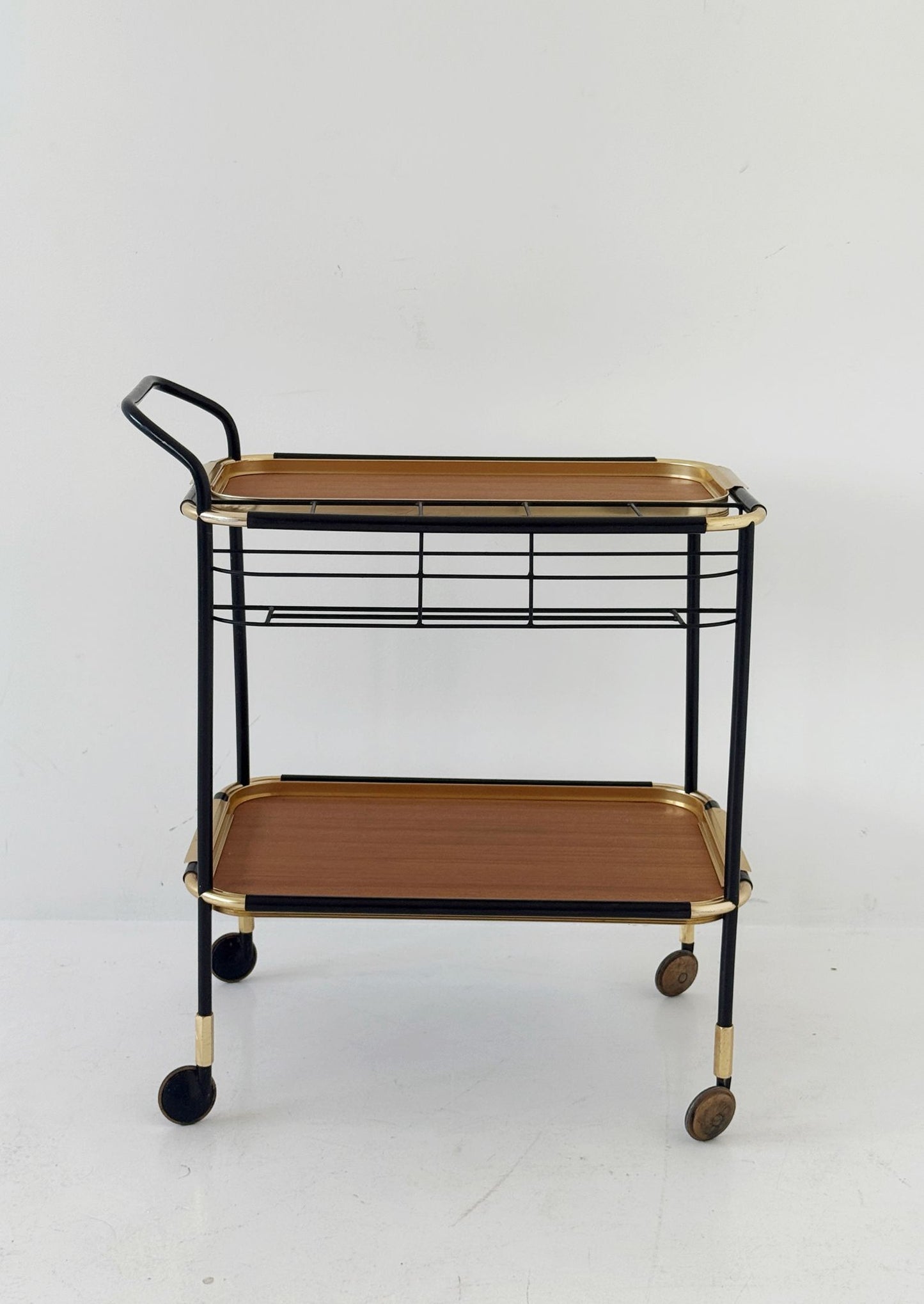 Gold-plated metal and Formica serving trolley, 1950s/1960s