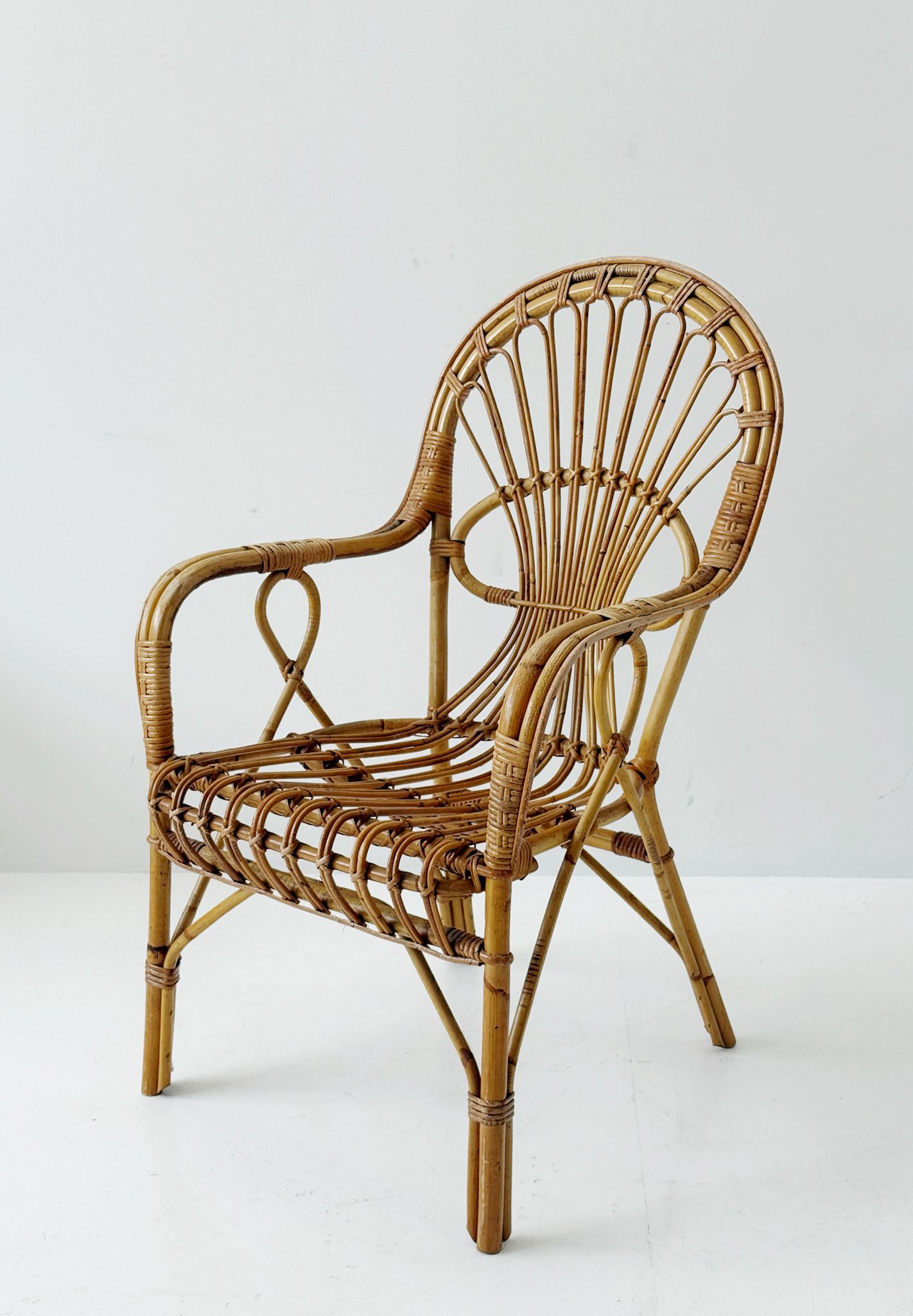 Bamboo and woven rattan armchair, 1960s–1970s