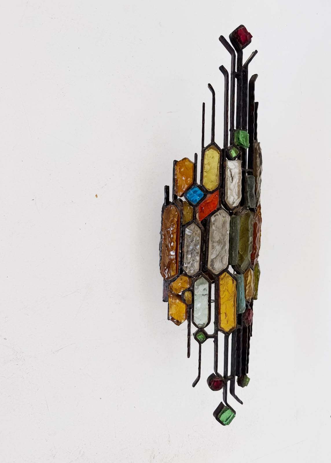 Polychrome glass and metal sculptural wall lamp, attributed to Poliarte, Italy, 1970s