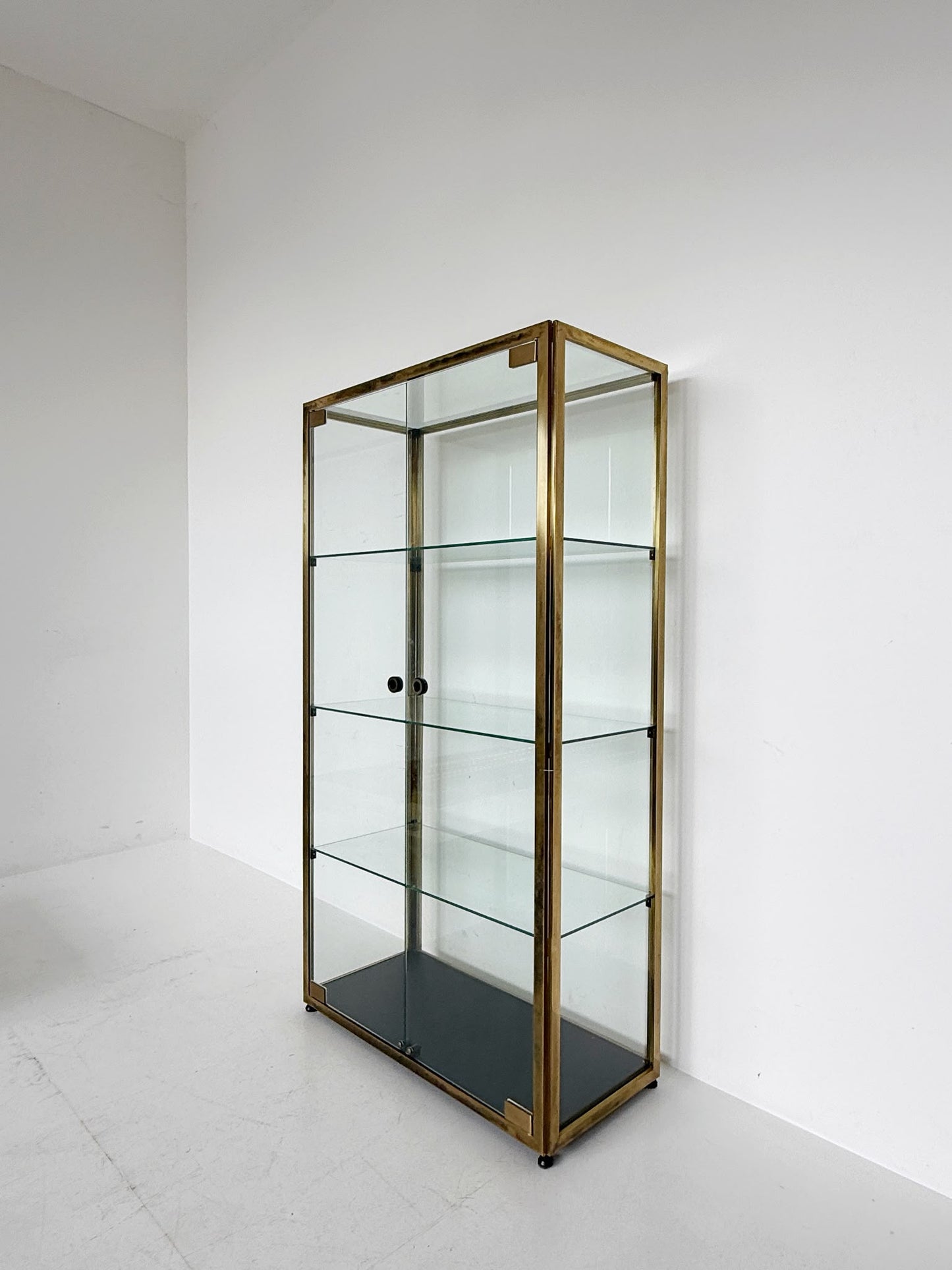 Vintage brass and glass display cabinet, 1970s