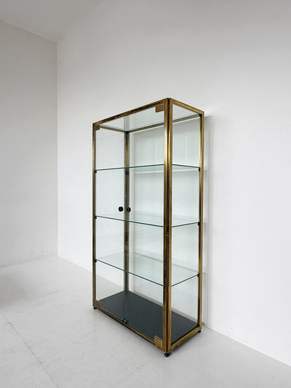 Vintage brass and glass display cabinet, 1970s