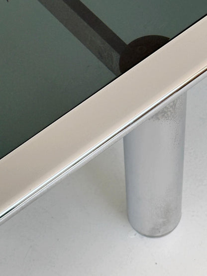 Rectangular smoked glass and metal coffee table, 1970s