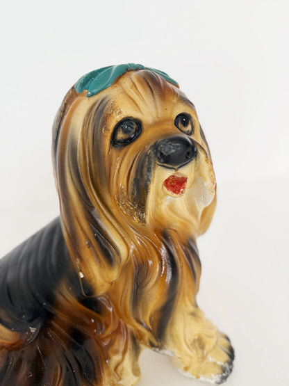 Vintage Shih Tzu Dog Statue in Hand-Painted Resin