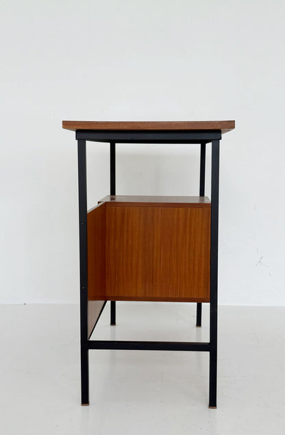Modernist desk with floating drawer unit and green top, 1960s