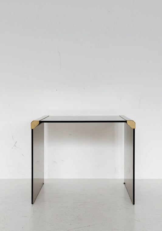 Smoked Glass and Brass Coffee Table – 1970s