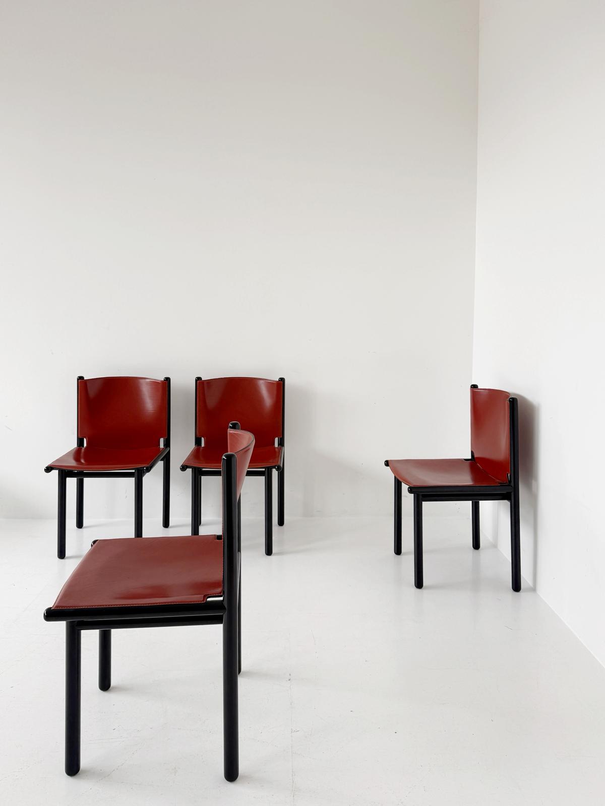 Set of 4 "Caprile" chairs by Gianfranco Frattini for Cassina, 1980s