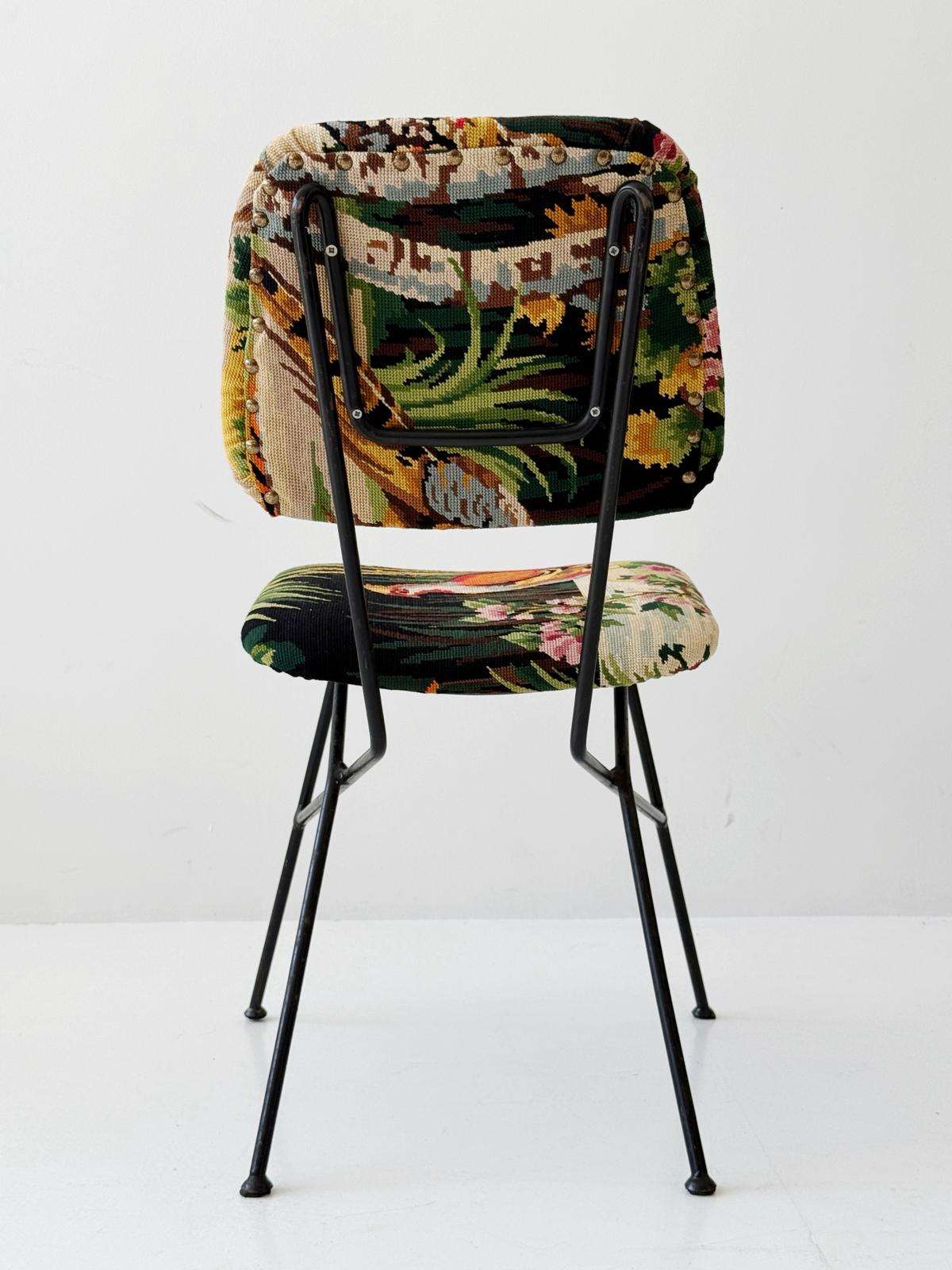 Chair with half-stitch tapestry upholstery – one-of-a-kind piece