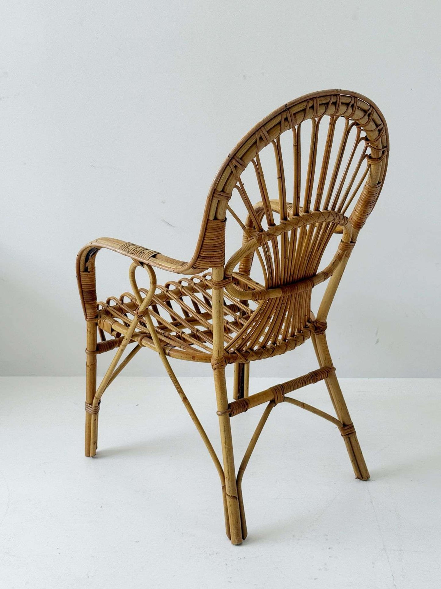 Bamboo and woven rattan armchair, 1960s–1970s