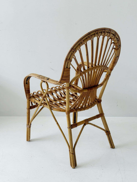 Bamboo and woven rattan armchair, 1960s–1970s