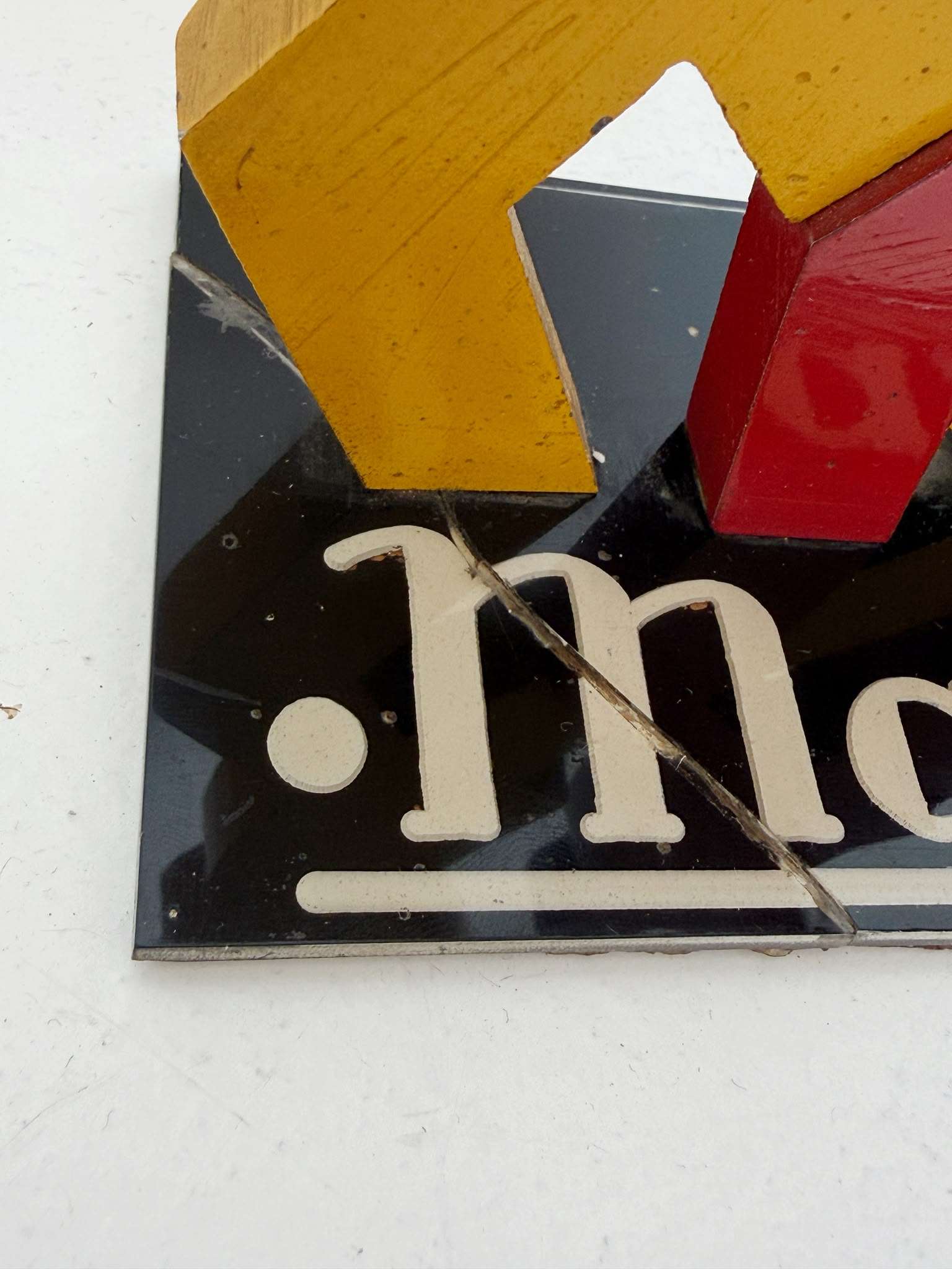 Marelli advertising display stand in wood and Plexiglass – Italy, 1980s/90s