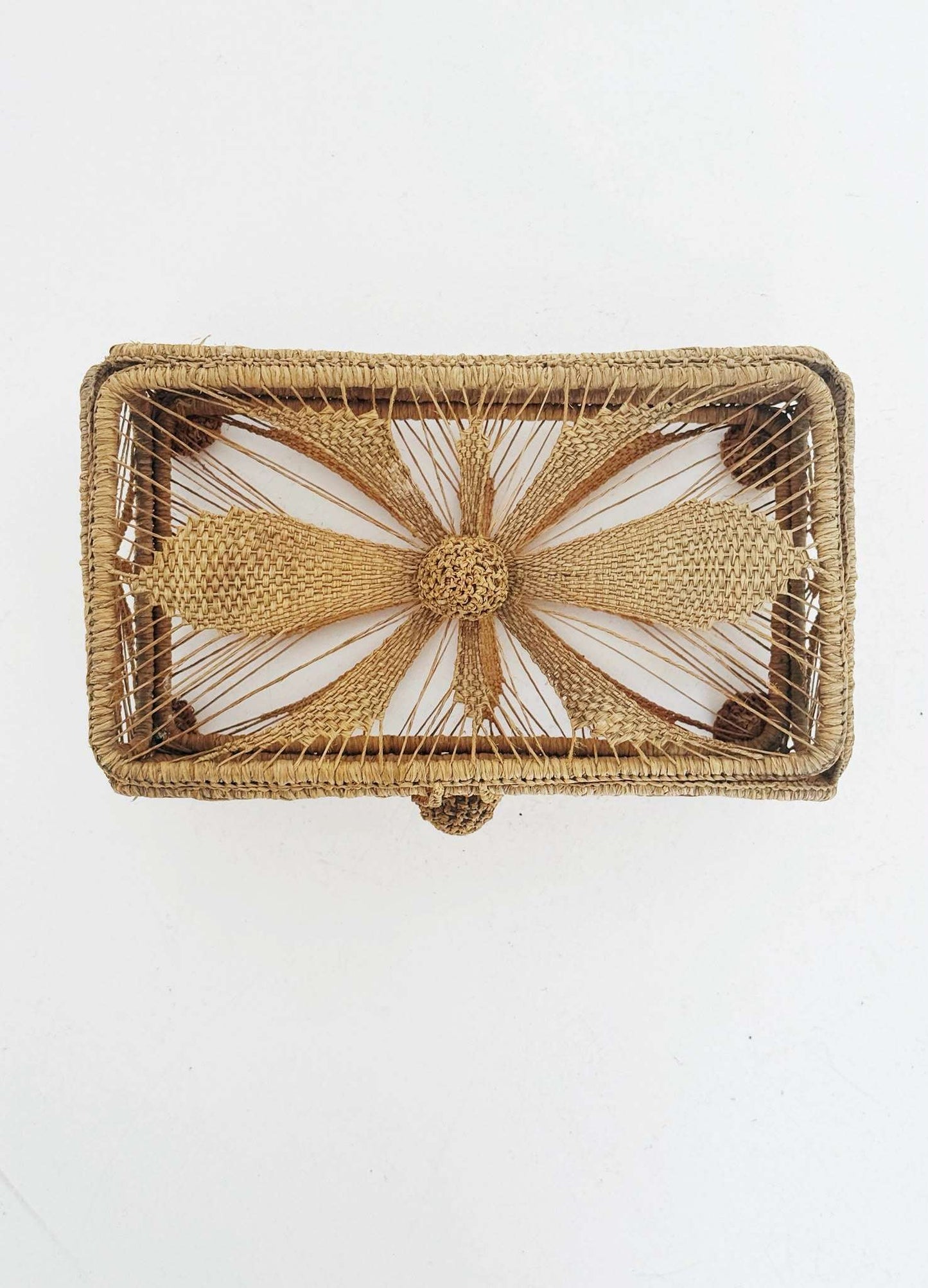Woven raffia storage box, Italian-made