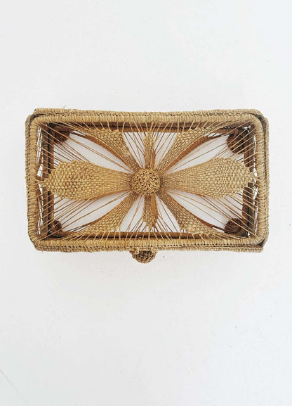 Woven raffia storage box, Italian-made