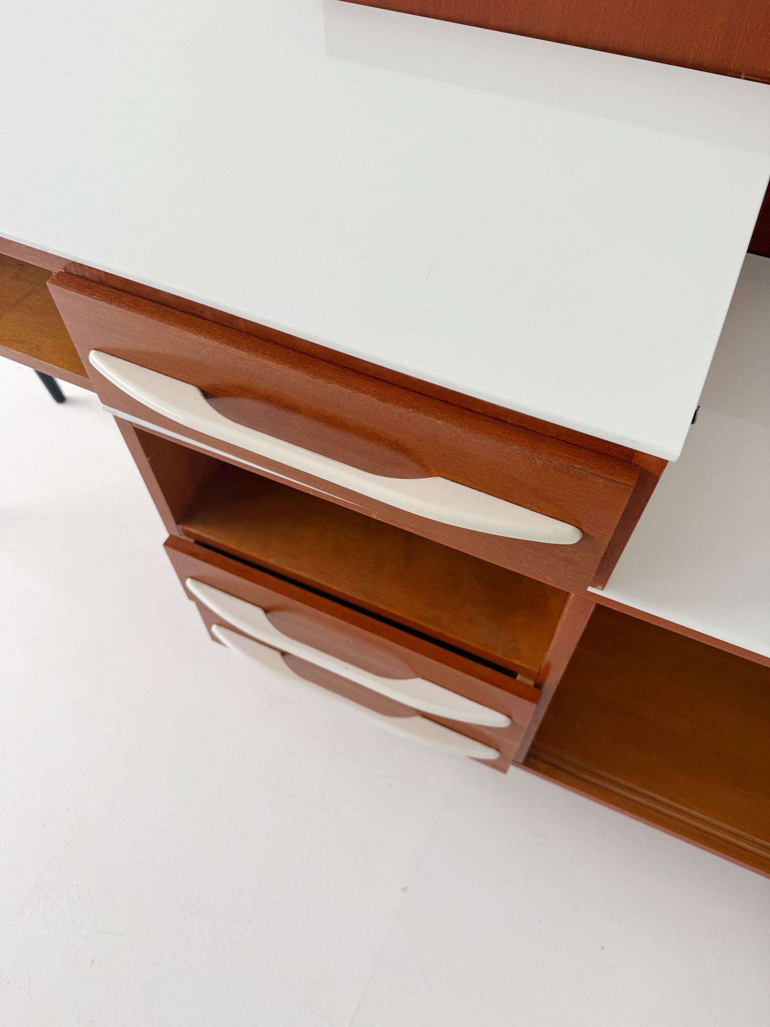 1960s Swivel Desk with White Glass Top