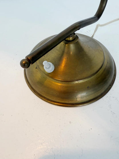 Green and brass table lamp