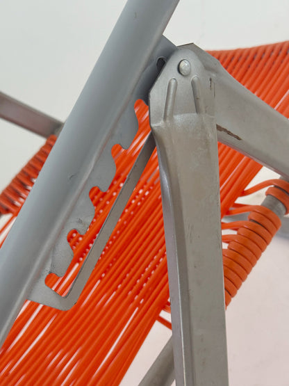 1970s Outdoor Reclining Chair in Metal and Orange Plastic Wire