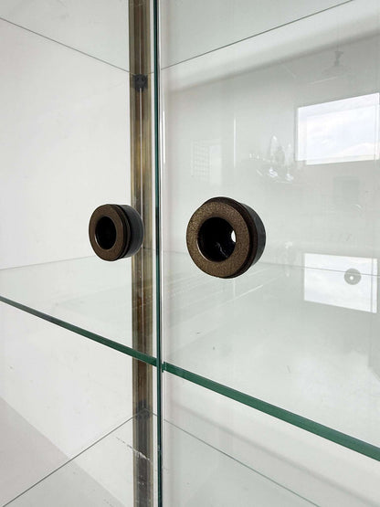 Vintage brass and glass display cabinet, 1970s