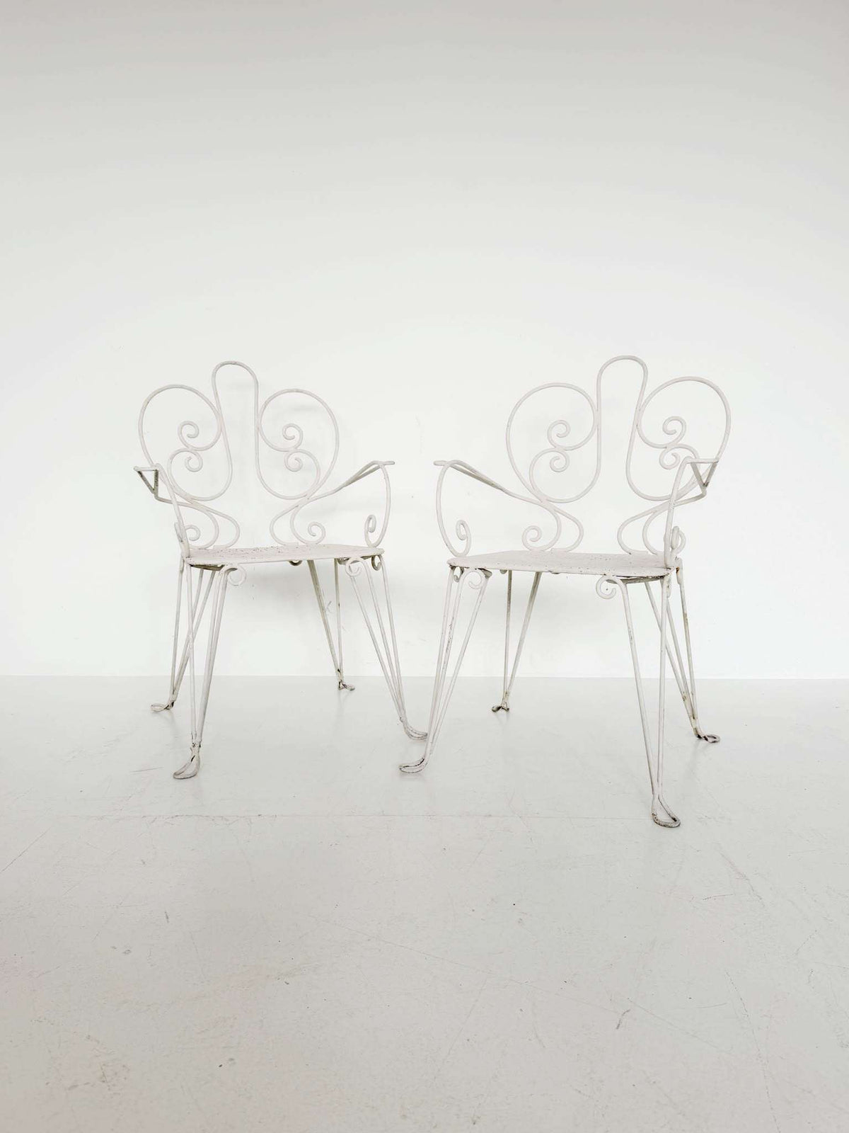 Pair of wrought-iron garden armchairs, Italy, mid-20th century