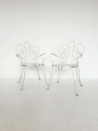 Pair of wrought-iron garden armchairs, Italy, mid-20th century