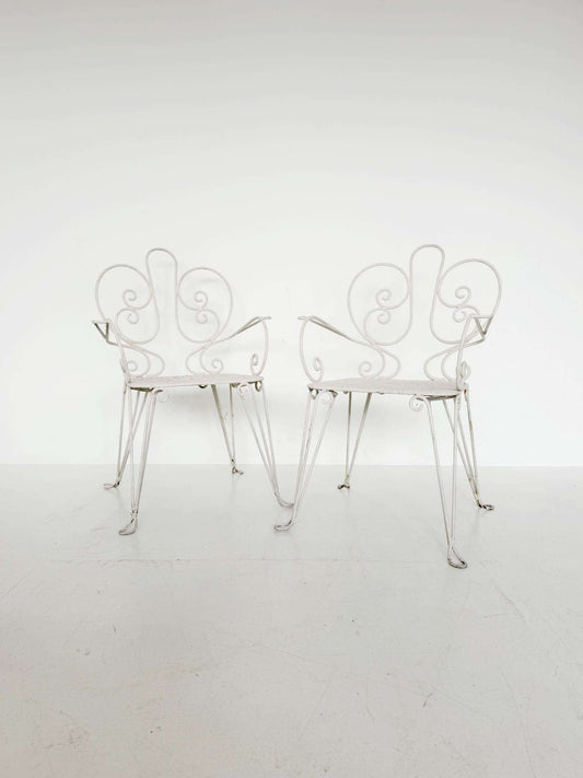 Pair of wrought-iron garden armchairs, Italy, mid-20th century