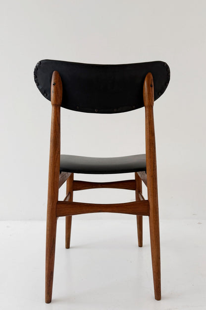 Sedia in legno e skai nero, Italia, anni ’50