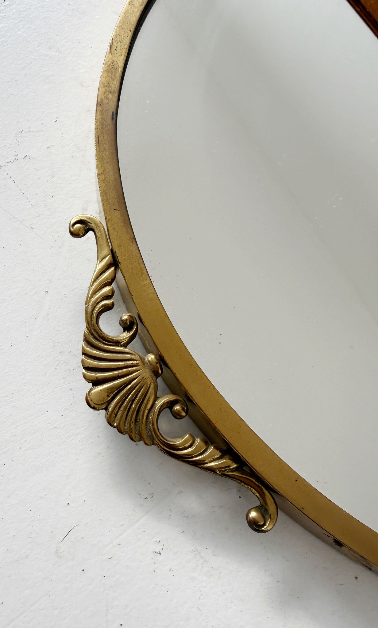 Oval brass mirror, Italy, 1950s