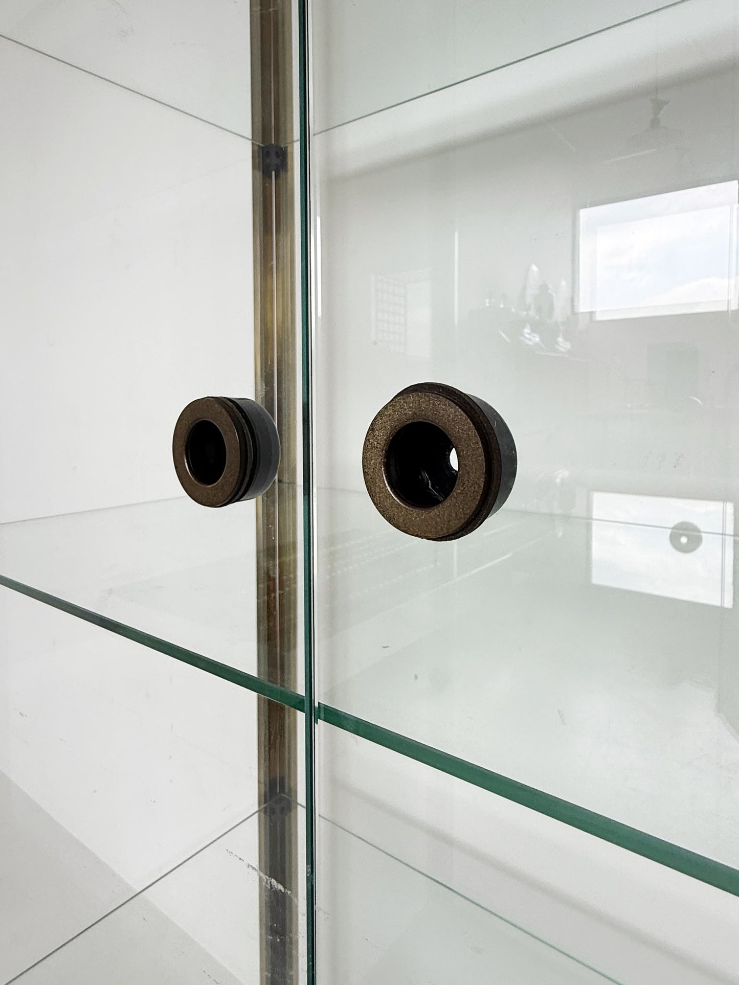Vintage brass and glass display cabinet, 1970s