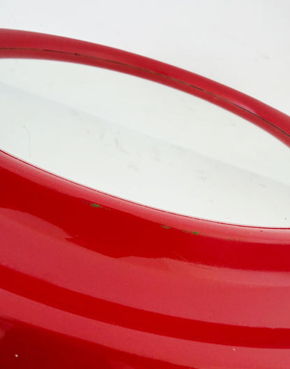 Round mirror with red plastic frame – Italy, 1970s/80s