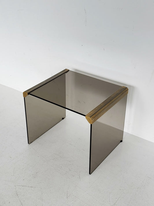 Smoked Glass and Brass Coffee Table – 1970s