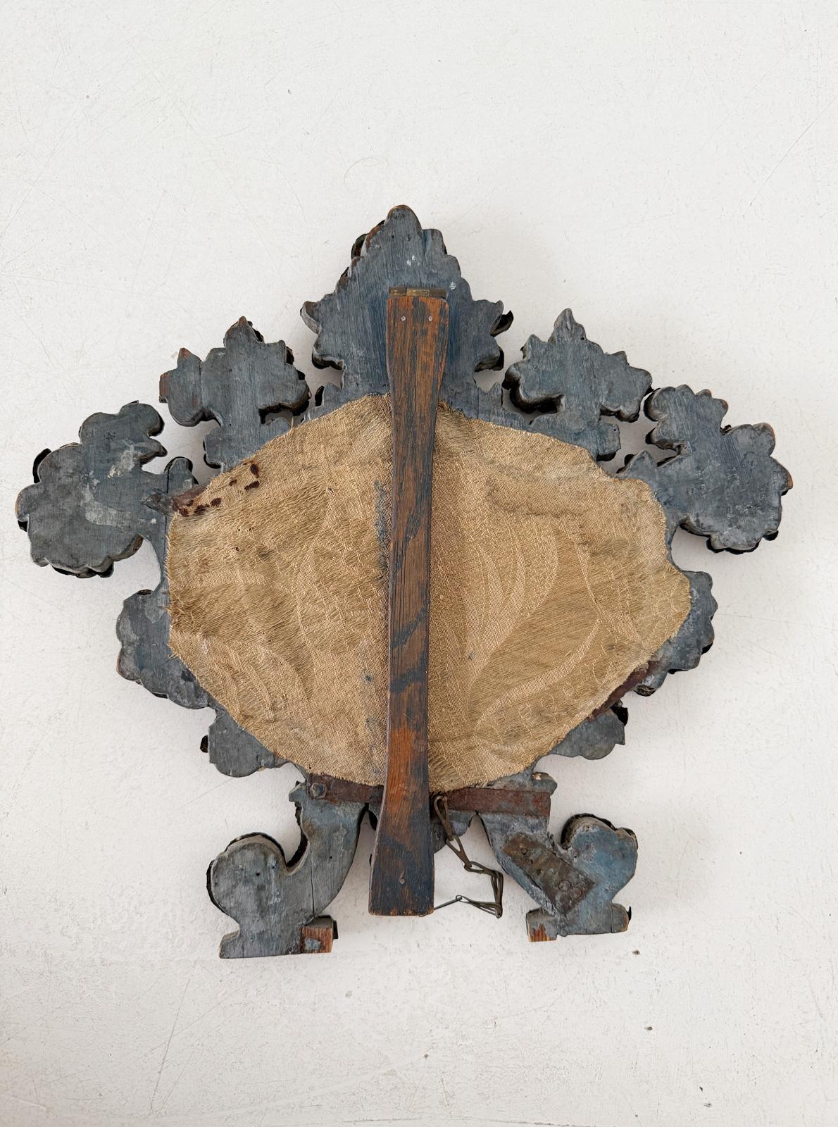 Silver-plated embossed copper altar card, 18th century