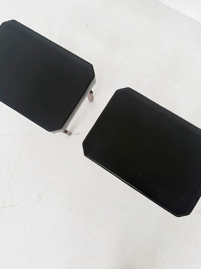 Pair of stools/seats in wood and black vinyl, 1950s–1960s